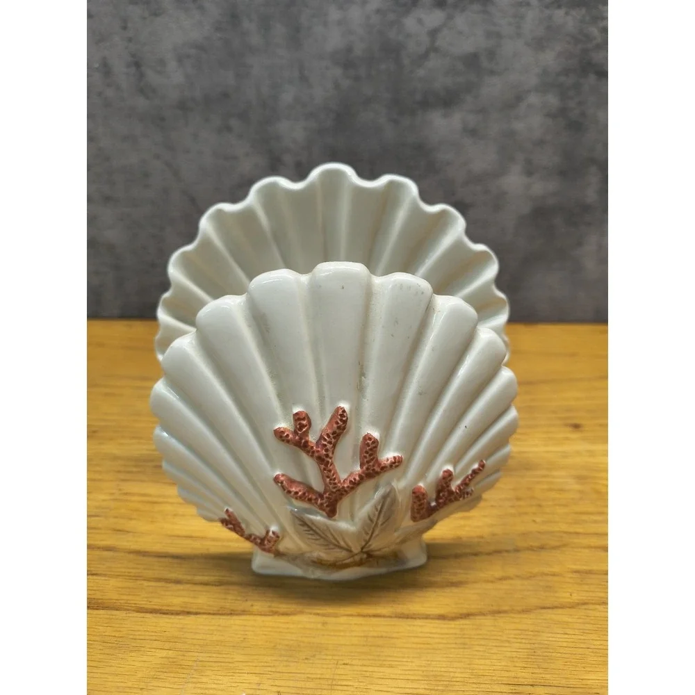 Fitz & Floyd Sea Shell / Napkin or Letter Holder Nautical Décor CORAL STARFISH